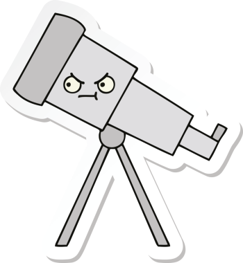 Bir insan tarafından çizilmiş sevimli bir teleskop çıkartması.