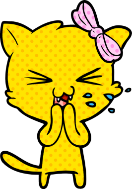 Bir insan tarafından çizilmiş çizgi film kedisi.