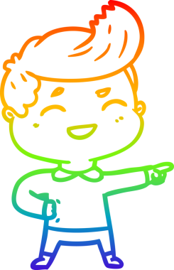 Gökkuşağı gradyan çizgi çizimi, bir insan tarafından çizilen ve gülen bir adamın çizimi.