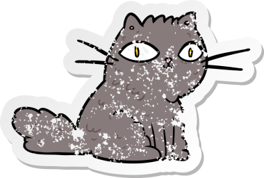 Bir insan tarafından çizilmiş karikatür bir kedinin sıkıntılı çıkartması.