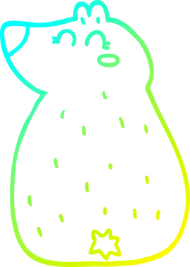 Bir insan tarafından çizilmiş şirin bir çizgi film ayısının soğuk gradyan çizgisi.