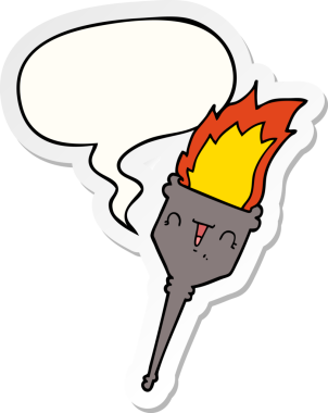 Bir insan tarafından çizilmiş konuşma kabarcığı etiketli yanan bir karikatür kadehi.