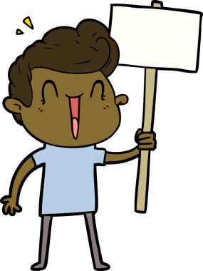 Bir insan tarafından çizilmiş heyecanlı bir çizgi film.