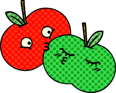 bir insan tarafından çizilmiş elmaların çizgi romanı