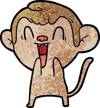 Bir insan tarafından çizilmiş gülen maymun çizgi filmi