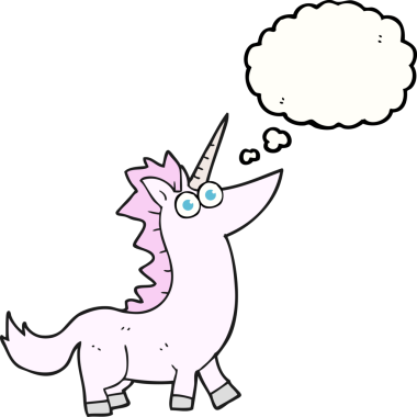 Bir insan tarafından çizilmiş serbest çizim baloncuk tek boynuzlu at.