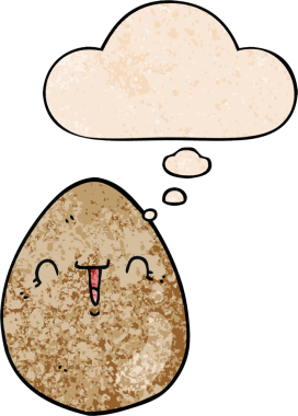 Bir insan tarafından çizilmiş grunge desenli düşünce baloncuklu çizgi film yumurtası.