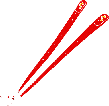 Bir insan tarafından çizilmiş yemek çubukları.