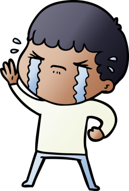 Bir insan tarafından çizilmiş ağlayan çizgi film adamı.