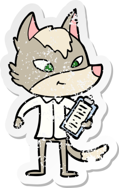 Bir insan tarafından çizilmiş dost canlısı bir kurt yönetmenin sıkıntılı çıkartması.