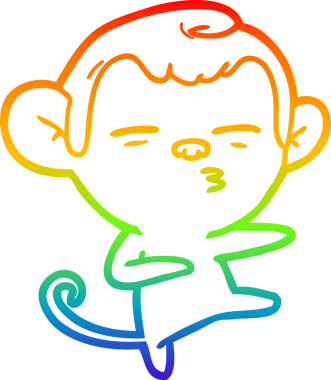 Gökkuşağı gradyan çizgi çizimi Bir insan tarafından çizilmiş şüpheli maymun