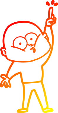 Bir insan tarafından çizilmiş kel bir adamın sıcak çizgi çizimi.