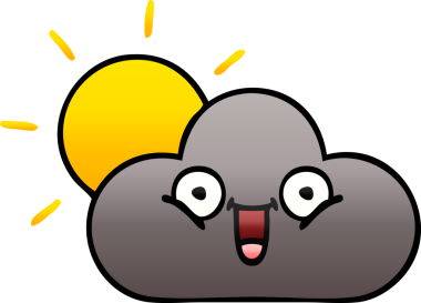 Bir fırtına bulutu ve bir insan tarafından çizilen güneşin gölgeli karikatürü