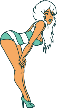 Bir insan tarafından çizilmiş yüzme kostümlü bir kızın sembolik dövmesi.