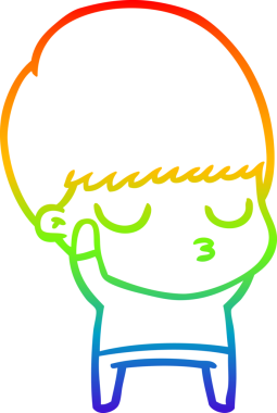 Gökkuşağı gradyan çizgi çizimi bir insan tarafından çizilmiş sakin bir çocuk