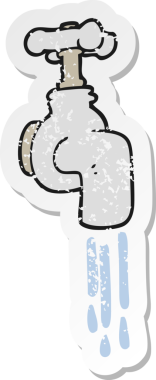 Bir insan tarafından çizilmiş bir karikatür musluğunun gerilemiş etiketi.