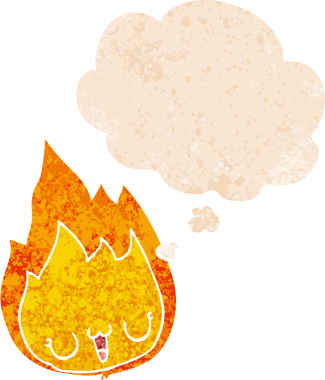 Yüzünde düşünce kabarcığı olan karikatür alevi bir insan tarafından çizilmiş dertli retro stil.