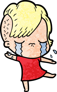 Bir insan tarafından çizilmiş ağlayan bir kız.