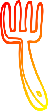 Bir insan tarafından çizilmiş bir karikatür çatalının sıcak eğimli çizimi