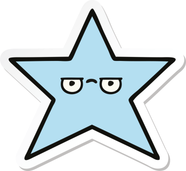 Bir insan tarafından çizilmiş şirin bir çizgi film yıldızının çıkartması.