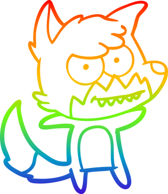 Bir insan tarafından çizilmiş sırıtan tilki çizgi çizimi.