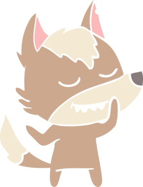 Bir insan tarafından çizilmiş düz renkli çizgi film kurdu.