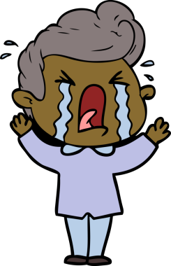 Bir insan tarafından çizilmiş ağlayan bir karikatür.