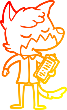 Bir insan tarafından çizilmiş dost canlısı bir tilki yöneticisinin sıcak çizgi çizimi