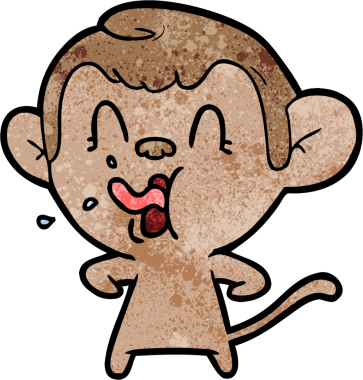 Bir insan tarafından çizilmiş çılgın çizgi film maymunu