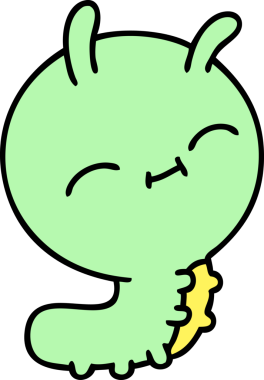 Bir insan tarafından çizilmiş sevimli, mutlu bir böceğin çizgi filmi.