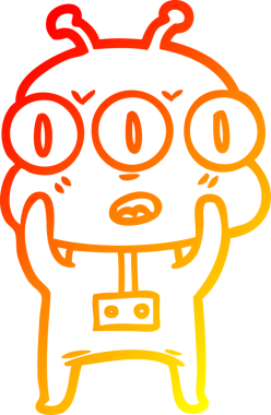 Bir insan tarafından çizilmiş üç gözlü bir karikatür çizimi.