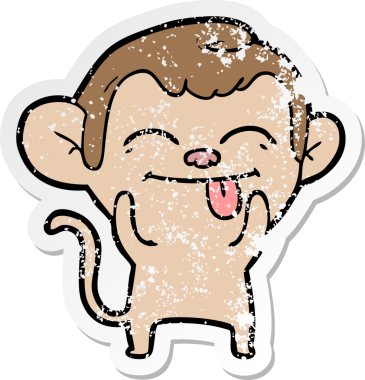 Bir insan tarafından çizilmiş komik bir maymunun sıkıntılı çıkartması.