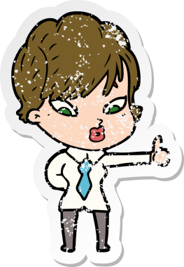 Bir insan tarafından çizilmiş karikatür bir kadının sıkıntılı çıkartması.