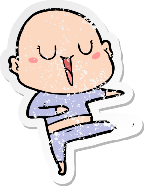 Bir insan tarafından çizilmiş mutlu, kel bir adamın sıkıntılı çıkartması.