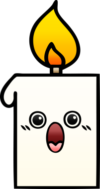 Bir insan tarafından çizilmiş yanan bir mumun gölgeli karikatürü.