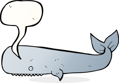 Bir insan tarafından çizilmiş konuşma balonlu çizgi film balinası