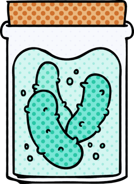 Bir insan tarafından çizilmiş turşu turşusu kavanozu.