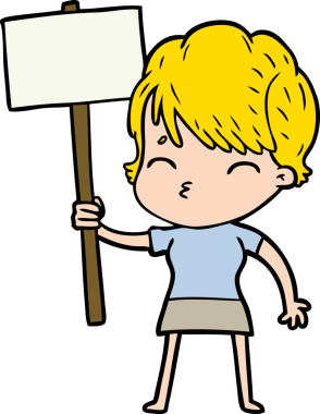 Bir insan tarafından çizilmiş bir çizgi film kadını.