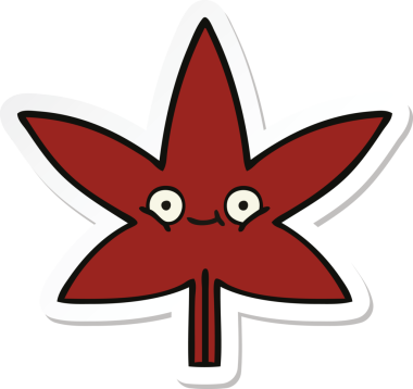 Bir insan tarafından çizilmiş güzel bir sonbahar yaprağının çıkartması.