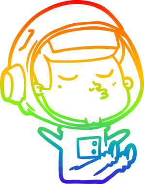 gökkuşağı gradyan çizimi bir çizgi insan tarafından çizilmiş kendinden emin astronot