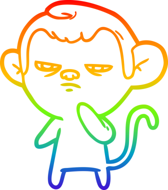 gökkuşağı gradyan çizgi çizimi bir insan tarafından çizilmiş bir maymun