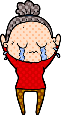 Bir insan tarafından çizilmiş ağlayan yaşlı bir kadın.