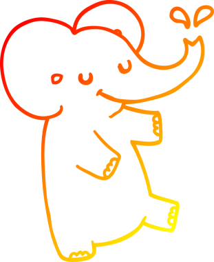 Bir insan tarafından çizilen dans eden bir filin sıcak çizgi çizimi