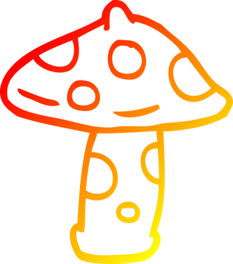 Bir insan tarafından çizilmiş bir mantarın sıcak çizgi çizimi