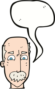 Bir insan tarafından çizilmiş, karikatürlü yaşlı bir adam.