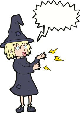 bir insan tarafından çizilmiş konuşma baloncuğu ile cadı dökme büyüsü