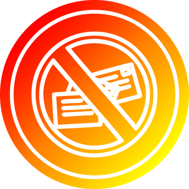 Bir insan tarafından çizilmiş sıcak eğimli posta dairesel simgesi yok