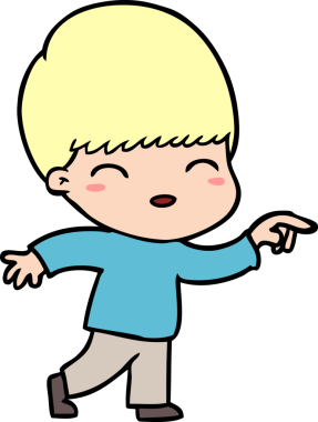 Bir insan tarafından çizilmiş mutlu çizgi film çocuğu.