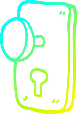 Bir insan tarafından çizilmiş çizgi film kapı kolunun soğuk gradyan çizgisi.