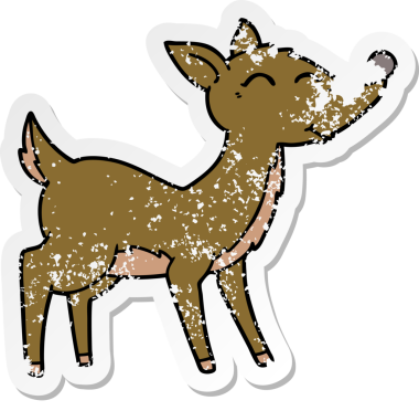 Bir insan tarafından çizilmiş karikatür geyiğinin sıkıntılı çıkartması.